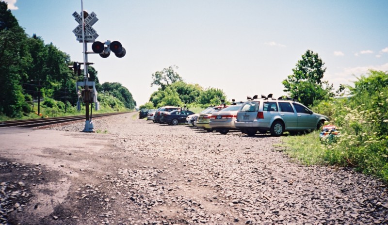 All the parking near the put in is full...and car w/kayaks are across the tracks